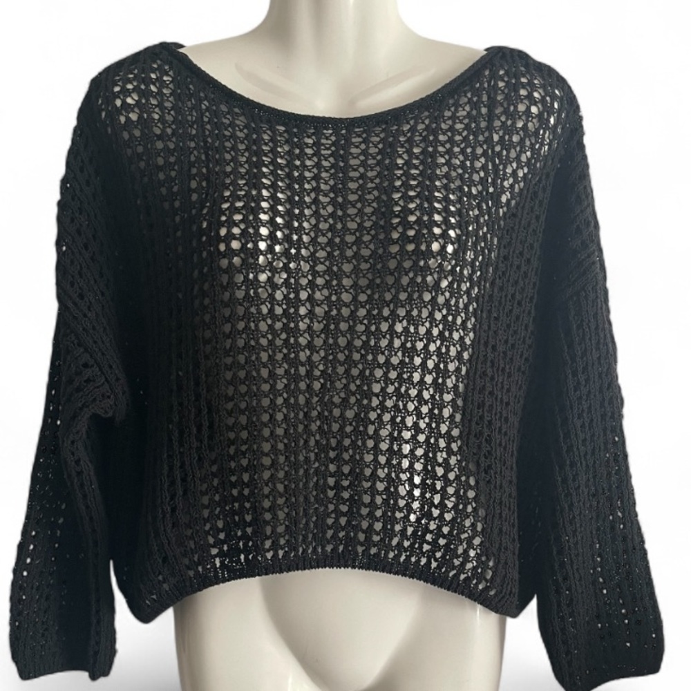 Zara Black Open-Knit Women's Sweater